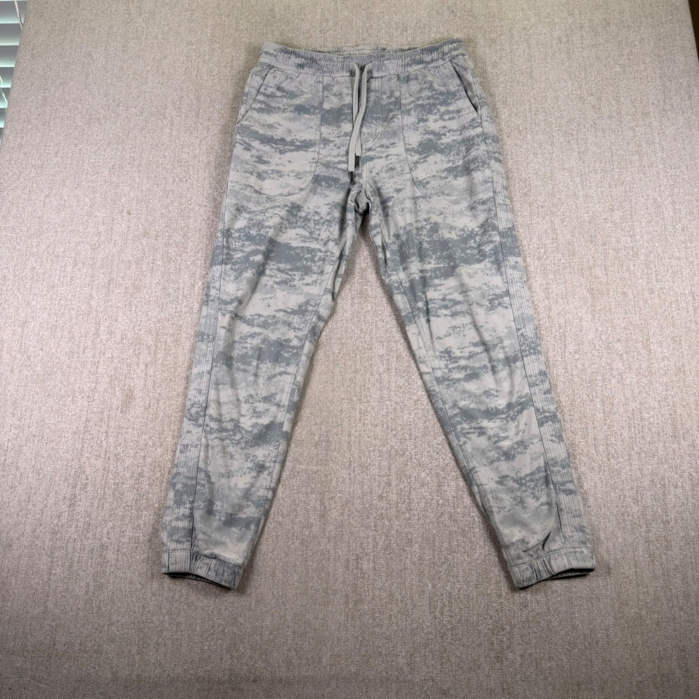 Athleta Farallon Jogger Women Size S Grey Camo Digital Print Drawstring Pants